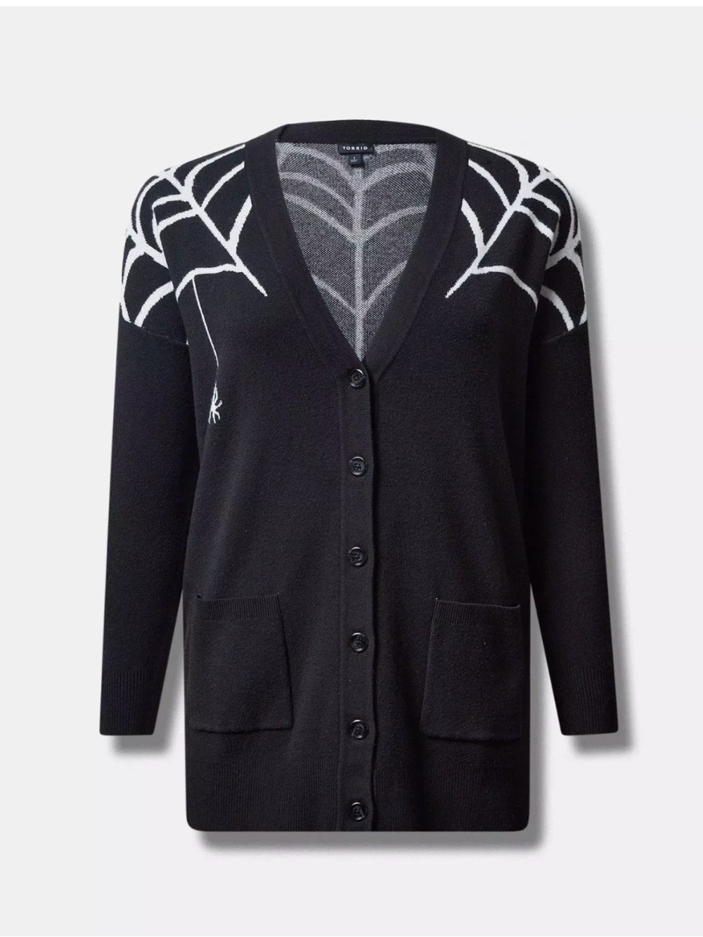 TORRID NWT Black Spiderweb-Cardigan Sweate - Picture 3 of 3